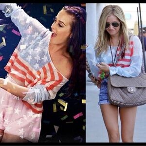 Wildfox white label 4th of July cropped sweater